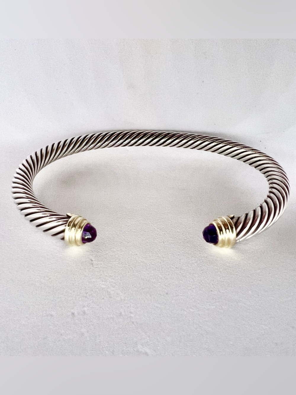 David Yurman 5mm Amethyst Cable Bracelet With Gold